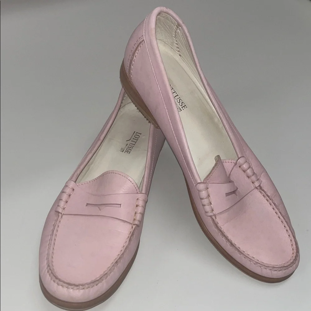 Lottusse Men’s size 7 Pink Leather Penny Loafers / preowned